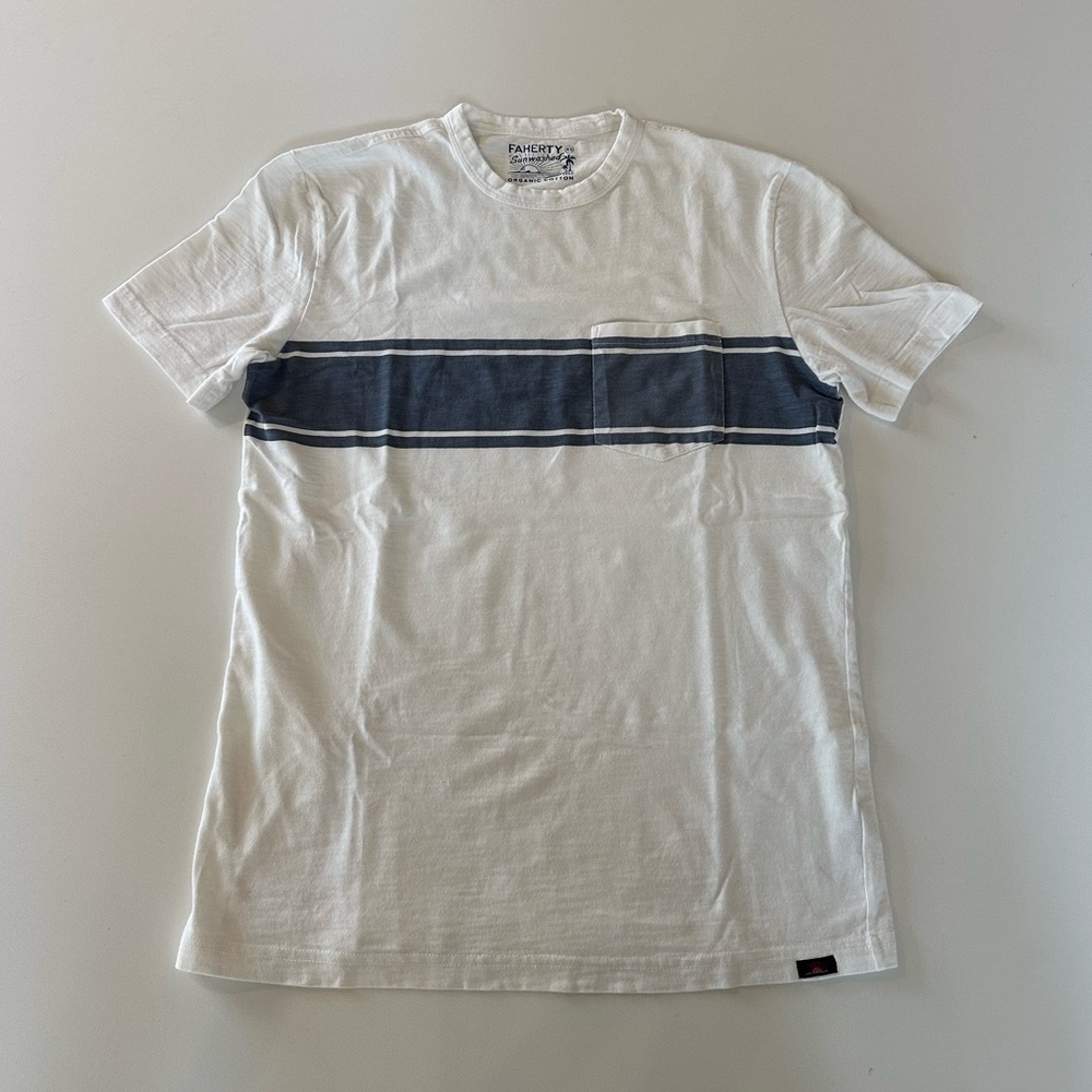 Faherty Men’s Surf Stripe Sunwashed Tee Size Extra Small